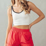 CONTRAST TRIM RIB CROP TANK TOP: BLACK