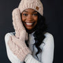 Blush Cable Knit Pom Hat