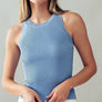 CASUAL FITTED RIB TANK TOP: PINK