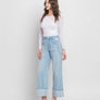 SUPER HIGH RISE CUFFED BAGGY WIDE JEANS T6515