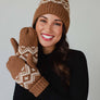 Brown & Speckled Patterned Pom Hat