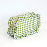 Gingham Ruffle Zipper Pouch Embroidery Friendly Cosmetic Bag