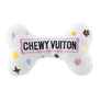 White Chewy Vuiton Bones Squeaker Dog Toy: XL