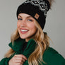 Black & Speckled Patterned Pom Hat
