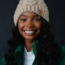 Taupe Cable Knit Pom Hat