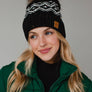Black & Speckled Patterned Pom Hat