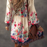 LDC Floral Print Buttoned High Waist Shirt Mini Dress