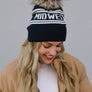 Navy & Off White Midwest Pom Hat