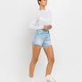 HIGH RISE DISTRESSED HEM A LINE SHORTS T6316: TANA RIVER / L