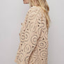 POL- Long sleeve V-neck crochet knitted cardigan
