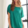 T0466X - PLUS SIZE JACQUARD SATIN HI-LOW TOP: 2XL / FUCHSIA