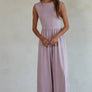 Lime Sleeveless Open-Back Wide-Leg Jumpsuit - Effortless Chick & Comfort