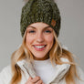 Olive Cable Knit Pom Hat