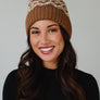 Brown & Speckled Patterned Pom Hat