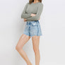 HIGH RISE RAW DISTRESSED HEM SHORTS T6361: CYNICAL BLUE / M