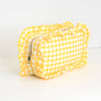 Gingham Ruffle Zipper Pouch Embroidery Friendly Cosmetic Bag