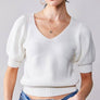 SHORT PUFF SLEEVE RIB TOP: OFF WHITE