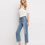 HIGH RISE DISTRESSED HEM CROP STRAIGHT JEANS BLINK / 29
