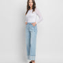 SUPER HIGH RISE CUFFED BAGGY WIDE JEANS T6515