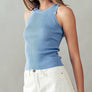 CASUAL FITTED RIB TANK TOP: BLACK / S-2/M-2/L-2