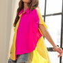 AT17004X - PLUS SIZE COLORBLOCK HI-LOW SHIRT: 3XL / ORANGE/LILAC