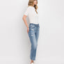 HIGH RISE DISTRESSED HEM CROP STRAIGHT JEANS BLINK / 28