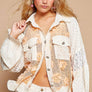 POL-Long balloon sleeve flower detail button down shirt top