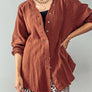 PREMIUM SOFT FRAYED HEM GAUZE WASHED SHIRT