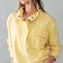 MINERAL WASHED SNAP BUTTON MOCK NECK SWEATSHIRT: LAVENDER