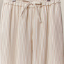 Striped Wide-Leg Pants with Lace Hem