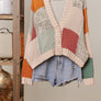 Color Block Crochet V Neck Cardigan