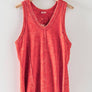 WASHED LOOSE FIT RACERBACK V-NECK TANK TOP: IVORY / S-2/M-2/L-2