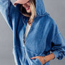 EMILY OVERSIZED VINTAGE ZIP UP HOODIE: FADED DENIM / S-2/M-2/L-2