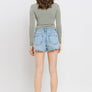 HIGH RISE RAW DISTRESSED HEM SHORTS T6361: CYNICAL BLUE / M