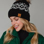 Black & Speckled Patterned Pom Hat