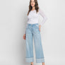 SUPER HIGH RISE CUFFED BAGGY WIDE JEANS T6515