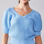SHORT PUFF SLEEVE RIB TOP: OFF WHITE