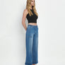 HIGH RISE DOUBLE CUFFED BAGGY WIDE JEANS V3589