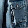 Utility Cropped Drawstring Hem Stand Collar Denim Jacket