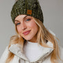 Olive Cable Knit Pom Hat