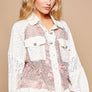POL-Long balloon sleeve flower detail button down shirt top