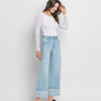 SUPER HIGH RISE CUFFED BAGGY WIDE JEANS T6515