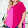 AT17004X - PLUS SIZE COLORBLOCK HI-LOW SHIRT: 3XL / ORANGE/LILAC