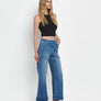 HIGH RISE DOUBLE CUFFED BAGGY WIDE JEANS V3589