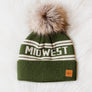 Olive & Beige Midwest Pom Hat