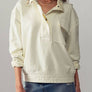 MINERAL WASHED SNAP BUTTON MOCK NECK SWEATSHIRT: LAVENDER