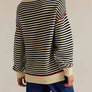 Dropped shoulders oversized Knit sweater Pullover in stripe