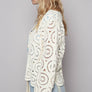 POL- Long sleeve V-neck crochet knitted cardigan