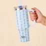 Darling Effect 40 oz Lifestyle Flip Straw Tumbler- Oh So Fancy Blue