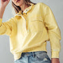 MINERAL WASHED SNAP BUTTON MOCK NECK SWEATSHIRT: MELON